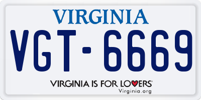 VA license plate VGT6669