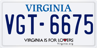 VA license plate VGT6675