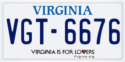 VA license plate VGT6676