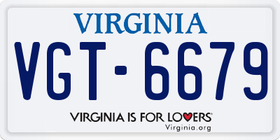 VA license plate VGT6679