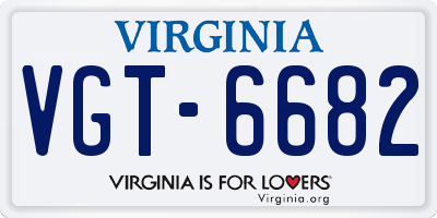 VA license plate VGT6682