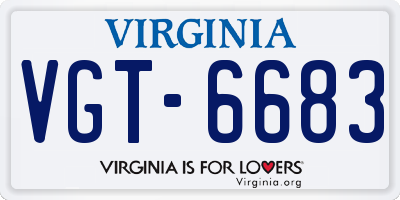 VA license plate VGT6683