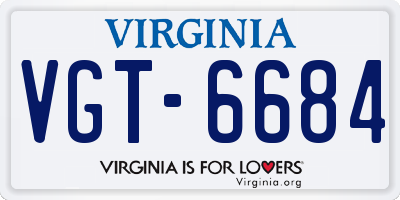 VA license plate VGT6684