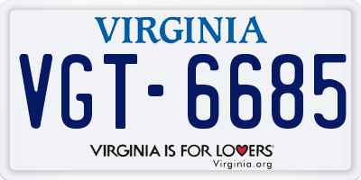 VA license plate VGT6685