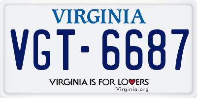 VA license plate VGT6687