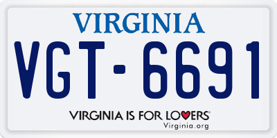 VA license plate VGT6691