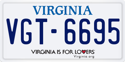 VA license plate VGT6695