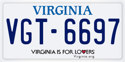 VA license plate VGT6697