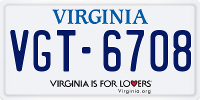 VA license plate VGT6708