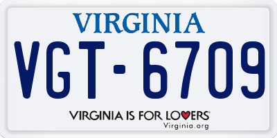 VA license plate VGT6709