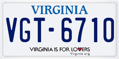 VA license plate VGT6710