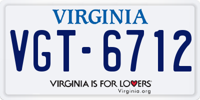 VA license plate VGT6712