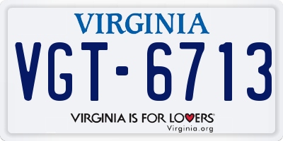 VA license plate VGT6713