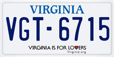 VA license plate VGT6715