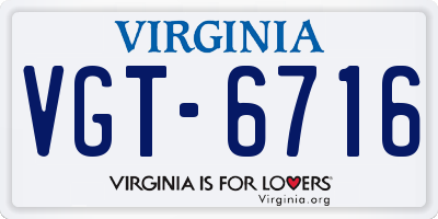 VA license plate VGT6716