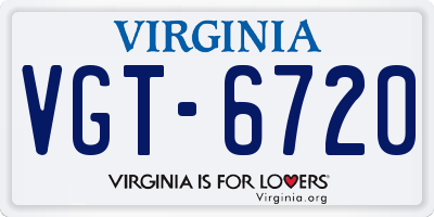 VA license plate VGT6720