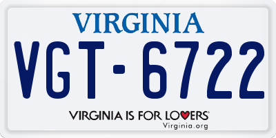 VA license plate VGT6722