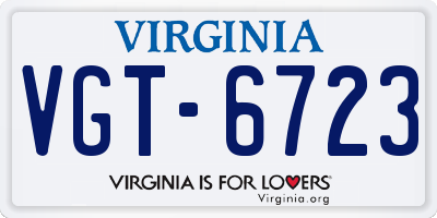 VA license plate VGT6723
