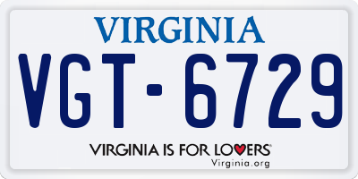 VA license plate VGT6729