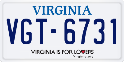 VA license plate VGT6731