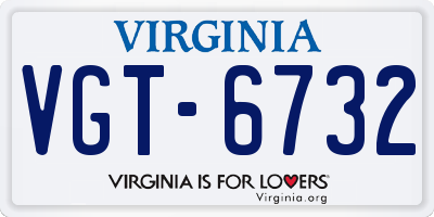 VA license plate VGT6732