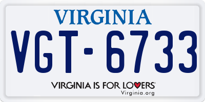 VA license plate VGT6733