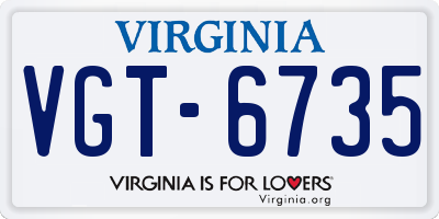 VA license plate VGT6735