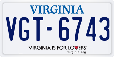 VA license plate VGT6743