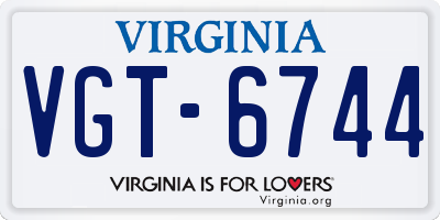 VA license plate VGT6744