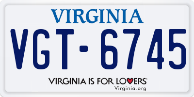 VA license plate VGT6745