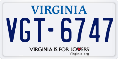 VA license plate VGT6747
