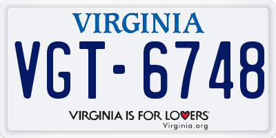 VA license plate VGT6748