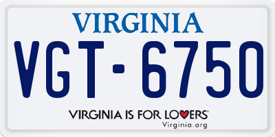VA license plate VGT6750