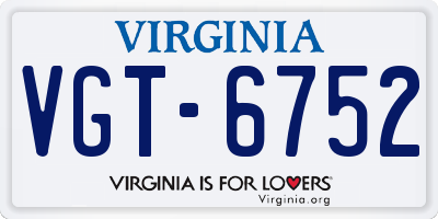 VA license plate VGT6752