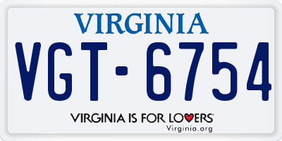 VA license plate VGT6754