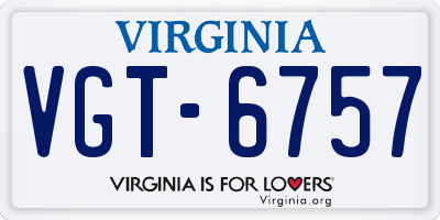 VA license plate VGT6757