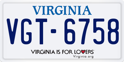 VA license plate VGT6758