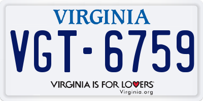 VA license plate VGT6759