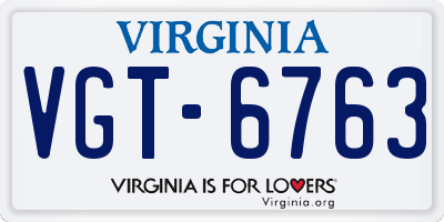 VA license plate VGT6763