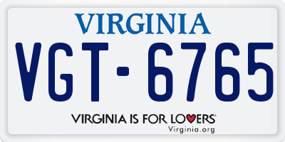 VA license plate VGT6765