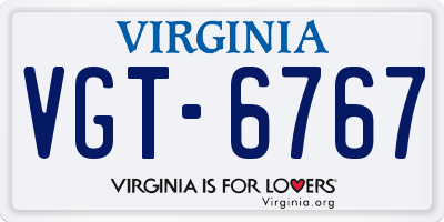 VA license plate VGT6767