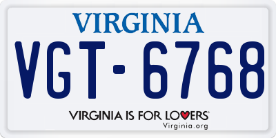 VA license plate VGT6768