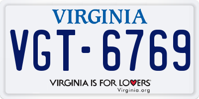 VA license plate VGT6769