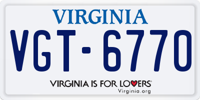VA license plate VGT6770