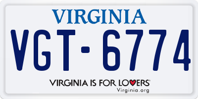 VA license plate VGT6774