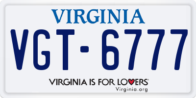 VA license plate VGT6777