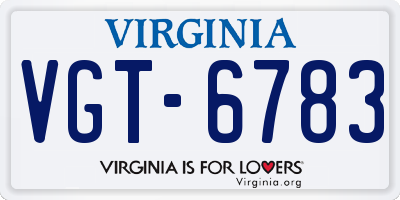 VA license plate VGT6783