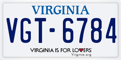 VA license plate VGT6784