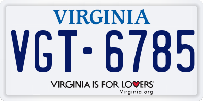 VA license plate VGT6785