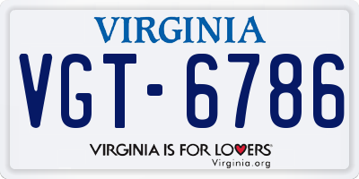VA license plate VGT6786